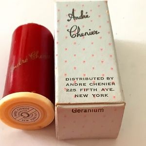 1929 ANDRE CHENIER SIGNED LIPSTICK BAKELITE TUBE W/ ORIGINAL “POKA DOT” BOX VTG